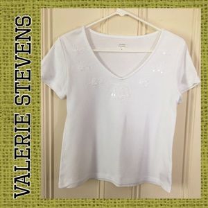 Valerie Stevens White Sequined Top